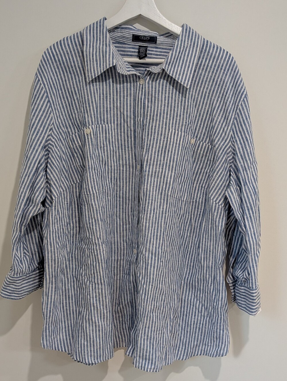 NWT Chaps Button Down Classic Blue and White Strip 3X Coastal Preppy Old Money